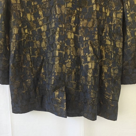 Lafayette 148 Gold Metallic Navy Painted Button Suit Jacket Women's Size 10 - Picture 12 of 15